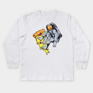 astronaut pizza surfer Kids Long Sleeve T-Shirt